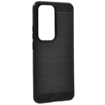 Szilikon telefonvédő (ütésállóság, légpárnás sarok, szálcsiszolt, karbon minta) FEKETE Oppo Reno 12 kép