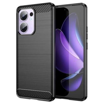 Szilikon telefonvédő (ütésállóság, légpárnás sarok, szálcsiszolt, karbon minta) FEKETE Oppo Reno 13 F 5G kép