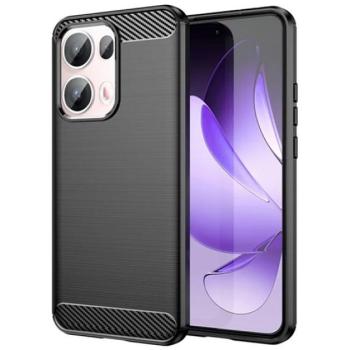 Szilikon telefonvédő (ütésállóság, légpárnás sarok, szálcsiszolt, karbon minta) FEKETE Oppo Reno 13 Pro kép
