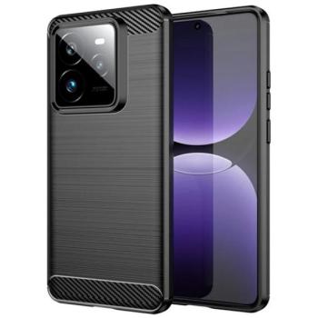 Szilikon telefonvédő (ütésállóság, légpárnás sarok, szálcsiszolt, karbon minta) FEKETE Realme GT 7 Pro 5G kép