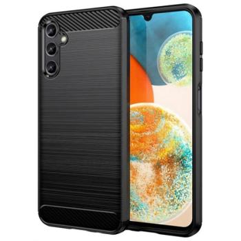 Szilikon telefonvédő (ütésállóság, légpárnás sarok, szálcsiszolt, karbon minta) FEKETE Samsung Galaxy A35 5G (SM-A356) kép