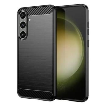 Szilikon telefonvédő (ütésállóság, légpárnás sarok, szálcsiszolt, karbon minta) FEKETE Samsung Galaxy A55 5G (SM-A556) kép