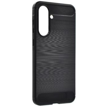 Szilikon telefonvédő (ütésállóság, légpárnás sarok, szálcsiszolt, karbon minta) FEKETE Samsung Galaxy A56 5G (SM-A566) kép
