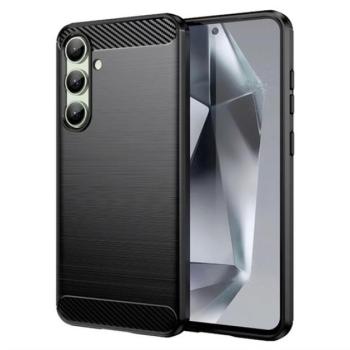 Szilikon telefonvédő (ütésállóság, légpárnás sarok, szálcsiszolt, karbon minta) FEKETE Samsung Galaxy S24 FE (SM-S721) kép