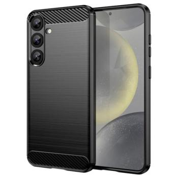 Szilikon telefonvédő (ütésállóság, légpárnás sarok, szálcsiszolt, karbon minta) FEKETE Samsung Galaxy S25 Plus (SM-S936) kép