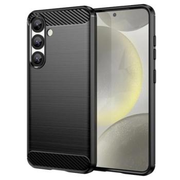 Szilikon telefonvédő (ütésállóság, légpárnás sarok, szálcsiszolt, karbon minta) FEKETE Samsung Galaxy S25 (SM-S931) kép