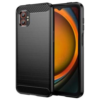 Szilikon telefonvédő (ütésállóság, légpárnás sarok, szálcsiszolt, karbon minta) FEKETE Samsung Galaxy Xcover 7 Pro (SM-G766) kép