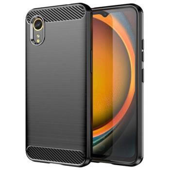 Szilikon telefonvédő (ütésállóság, légpárnás sarok, szálcsiszolt, karbon minta) FEKETE Samsung Galaxy Xcover 7 (SM-G556) kép