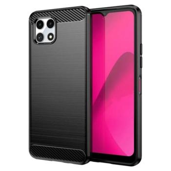 Szilikon telefonvédő (ütésállóság, légpárnás sarok, szálcsiszolt, karbon minta) FEKETE T Phone 2 5G kép