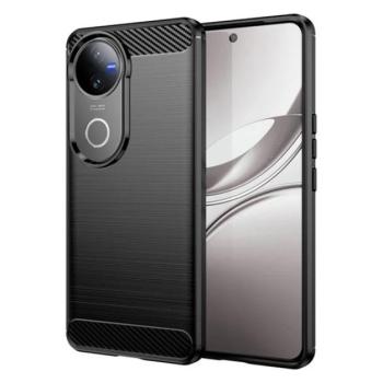 Szilikon telefonvédő (ütésállóság, légpárnás sarok, szálcsiszolt, karbon minta) FEKETE Vivo V50 kép