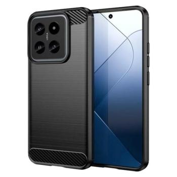Szilikon telefonvédő (ütésállóság, légpárnás sarok, szálcsiszolt, karbon minta) FEKETE Xiaomi 14 5G kép