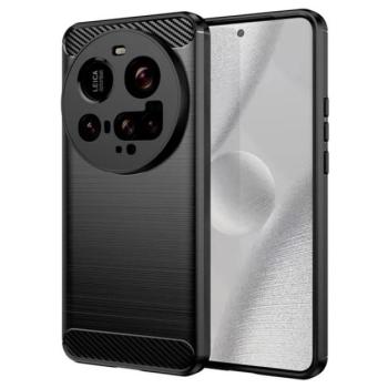 Szilikon telefonvédő (ütésállóság, légpárnás sarok, szálcsiszolt, karbon minta) FEKETE Xiaomi 15 Ultra kép