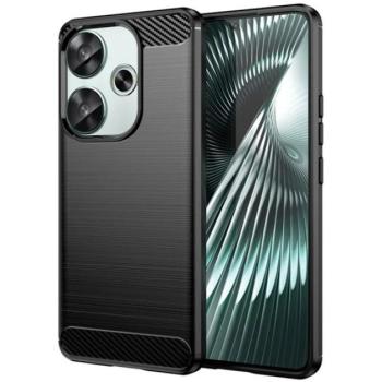 Szilikon telefonvédő (ütésállóság, légpárnás sarok, szálcsiszolt, karbon minta) FEKETE Xiaomi Poco F6 kép