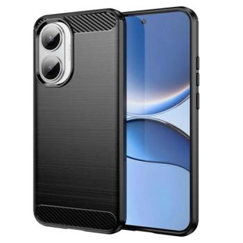 Szilikon telefonvédő (ütésállóság, légpárnás sarok, szálcsiszolt, karbon minta) FEKETE Xiaomi Poco F7 kép