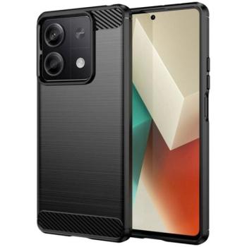 Szilikon telefonvédő (ütésállóság, légpárnás sarok, szálcsiszolt, karbon minta) FEKETE Xiaomi Redmi Note 13 5G kép