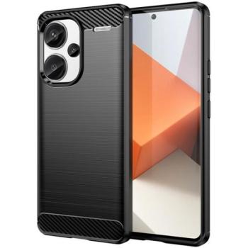Szilikon telefonvédő (ütésállóság, légpárnás sarok, szálcsiszolt, karbon minta) FEKETE Xiaomi Redmi Note 13 Pro Plus 5G kép
