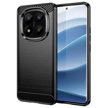 Szilikon telefonvédő (ütésállóság, légpárnás sarok, szálcsiszolt, karbon minta) FEKETE Xiaomi Redmi Note 14 Pro Plus 5G kép