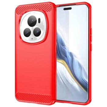 Szilikon telefonvédő (ütésállóság, légpárnás sarok, szálcsiszolt, karbon minta) PIROS Honor Magic6 Pro 5G kép