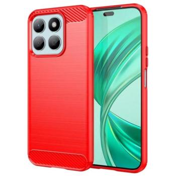 Szilikon telefonvédő (ütésállóság, légpárnás sarok, szálcsiszolt, karbon minta) PIROS Honor X8b kép