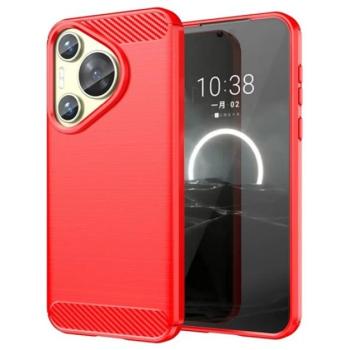 Szilikon telefonvédő (ütésállóság, légpárnás sarok, szálcsiszolt, karbon minta) PIROS Huawei Pura 70 kép
