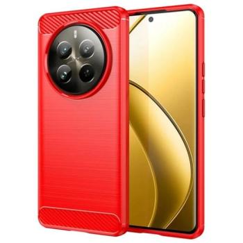 Szilikon telefonvédő (ütésállóság, légpárnás sarok, szálcsiszolt, karbon minta) PIROS Realme 12 Pro Plus, 12 Pro kép