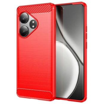Szilikon telefonvédő (ütésállóság, légpárnás sarok, szálcsiszolt, karbon minta) PIROS Realme GT 6T 5G, GT 6 5G kép