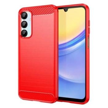 Szilikon telefonvédő (ütésállóság, légpárnás sarok, szálcsiszolt, karbon minta) PIROS Samsung Galaxy A16 kép