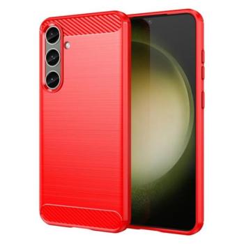 Szilikon telefonvédő (ütésállóság, légpárnás sarok, szálcsiszolt, karbon minta) PIROS Samsung Galaxy S24 Plus (SM-S926) kép