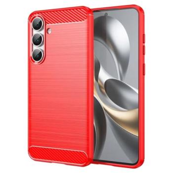 Szilikon telefonvédő (ütésállóság, légpárnás sarok, szálcsiszolt, karbon minta) PIROS Samsung Galaxy S25 FE (SM-S731) kép
