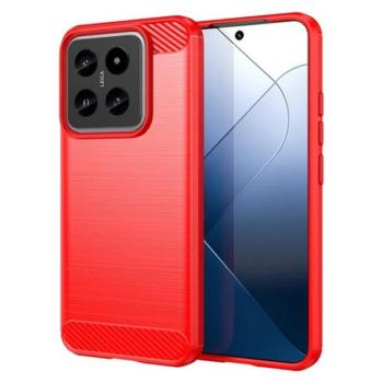 Szilikon telefonvédő (ütésállóság, légpárnás sarok, szálcsiszolt, karbon minta) PIROS Xiaomi 14 5G kép