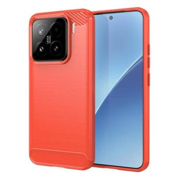 Szilikon telefonvédő (ütésállóság, légpárnás sarok, szálcsiszolt, karbon minta) PIROS Xiaomi 15 kép