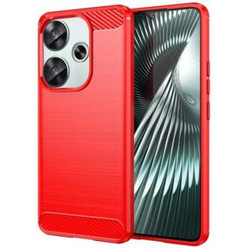 Szilikon telefonvédő (ütésállóság, légpárnás sarok, szálcsiszolt, karbon minta) PIROS Xiaomi Poco F6 kép