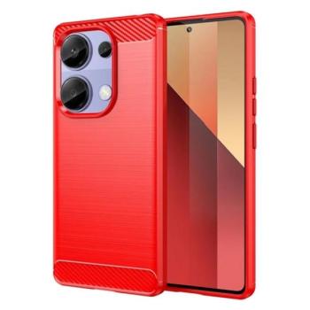 Szilikon telefonvédő (ütésállóság, légpárnás sarok, szálcsiszolt, karbon minta) PIROS Xiaomi Poco M6 Pro LTE, Redmi Note 13 Pro 4G kép
