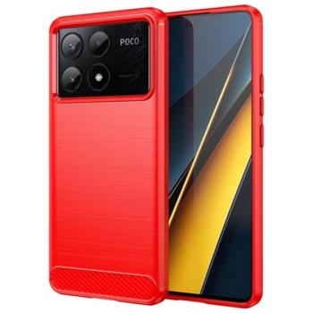Szilikon telefonvédő (ütésállóság, légpárnás sarok, szálcsiszolt, karbon minta) PIROS Xiaomi Poco X6 Pro 5G kép