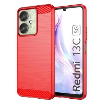 Szilikon telefonvédő (ütésállóság, légpárnás sarok, szálcsiszolt, karbon minta) PIROS Xiaomi Redmi 13C kép