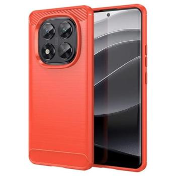 Szilikon telefonvédő (ütésállóság, légpárnás sarok, szálcsiszolt, karbon minta) PIROS Xiaomi Redmi Note 14 Pro 5G kép