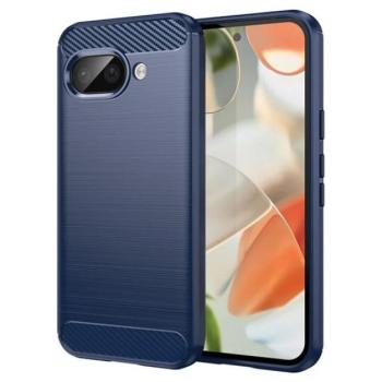 Szilikon telefonvédő (ütésállóság, légpárnás sarok, szálcsiszolt, karbon minta) SÖTÉTKÉK Google Pixel 9a kép
