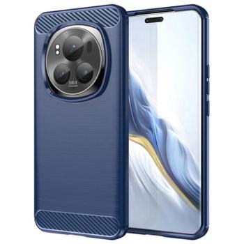 Szilikon telefonvédő (ütésállóság, légpárnás sarok, szálcsiszolt, karbon minta) SÖTÉTKÉK Honor Magic6 Pro 5G kép