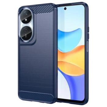 Szilikon telefonvédő (ütésállóság, légpárnás sarok, szálcsiszolt, karbon minta) SÖTÉTKÉK Honor X7b kép