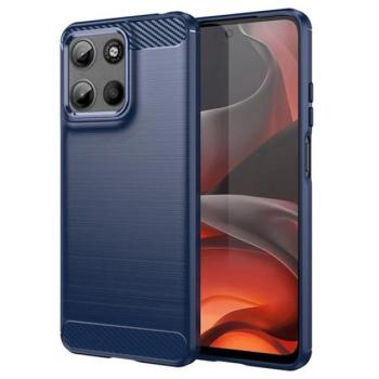 Szilikon telefonvédő (ütésállóság, légpárnás sarok, szálcsiszolt, karbon minta) SÖTÉTKÉK Motorola Moto G15 (XT2521) kép