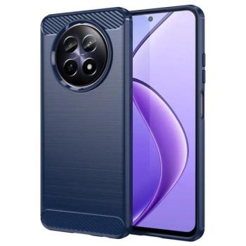 Szilikon telefonvédő (ütésállóság, légpárnás sarok, szálcsiszolt, karbon minta) SÖTÉTKÉK Realme 12 kép