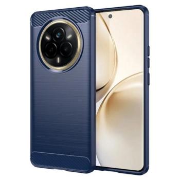 Szilikon telefonvédő (ütésállóság, légpárnás sarok, szálcsiszolt, karbon minta) SÖTÉTKÉK Realme 14 Pro kép