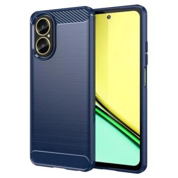 Szilikon telefonvédő (ütésállóság, légpárnás sarok, szálcsiszolt, karbon minta) SÖTÉTKÉK Realme C67 4G kép