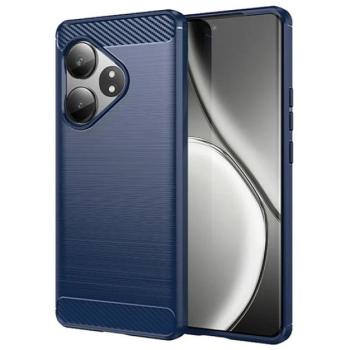 Szilikon telefonvédő (ütésállóság, légpárnás sarok, szálcsiszolt, karbon minta) SÖTÉTKÉK Realme GT 6T 5G, GT 6 5G kép