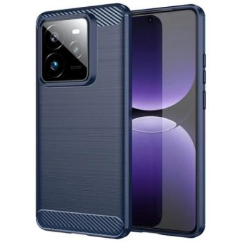 Szilikon telefonvédő (ütésállóság, légpárnás sarok, szálcsiszolt, karbon minta) SÖTÉTKÉK Realme GT 7 Pro 5G kép