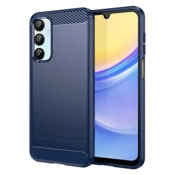 Szilikon telefonvédő (ütésállóság, légpárnás sarok, szálcsiszolt, karbon minta) SÖTÉTKÉK Samsung Galaxy A16 kép