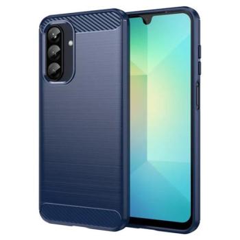Szilikon telefonvédő (ütésállóság, légpárnás sarok, szálcsiszolt, karbon minta) SÖTÉTKÉK Samsung Galaxy A26 5G (SM-A266) kép