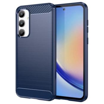 Szilikon telefonvédő (ütésállóság, légpárnás sarok, szálcsiszolt, karbon minta) SÖTÉTKÉK Samsung Galaxy A35 5G (SM-A356) kép