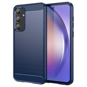Szilikon telefonvédő (ütésállóság, légpárnás sarok, szálcsiszolt, karbon minta) SÖTÉTKÉK Samsung Galaxy A55 5G (SM-A556) kép