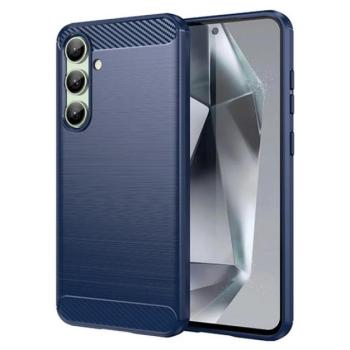 Szilikon telefonvédő (ütésállóság, légpárnás sarok, szálcsiszolt, karbon minta) SÖTÉTKÉK Samsung Galaxy S24 FE (SM-S721) kép